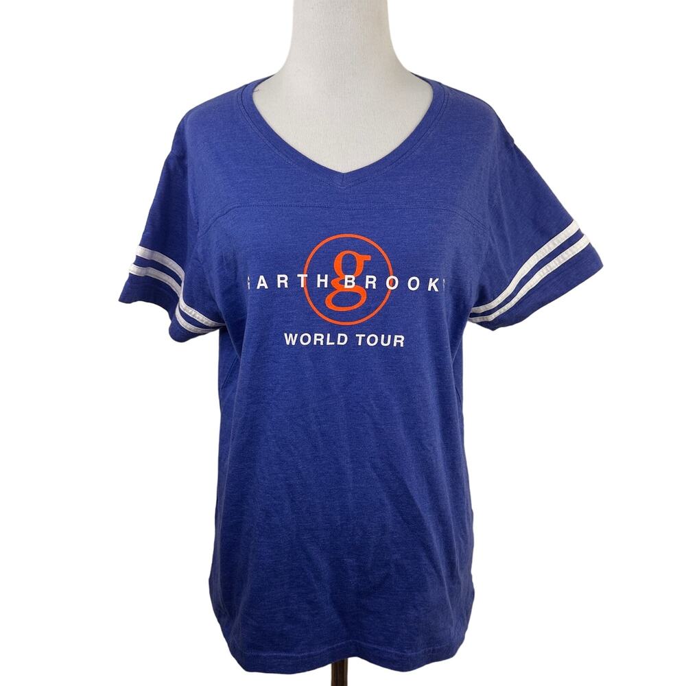 Garth Brooks World Tour #7 Blue & Orange Baseball T-Shirt Size Large